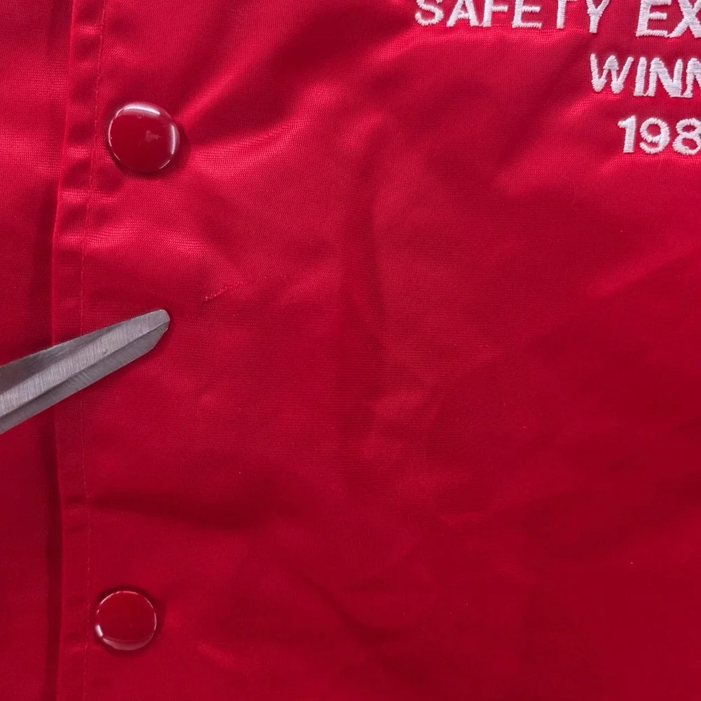 Chalk Line Red FMC Safety Excellence Winner 1989 Satin Bomber Jacket Mens XL